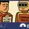 A robot and a human compare solar prices.