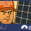 A man with a red hat that reads 'make solar panels great again'.