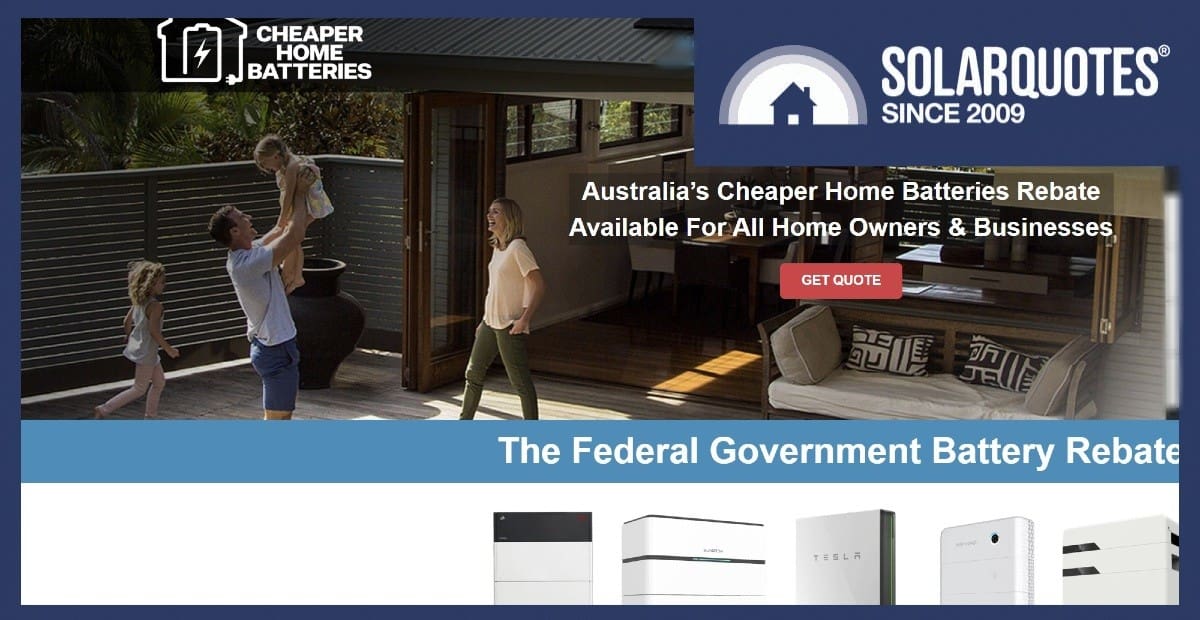 A website promoting the federal battery rebate
