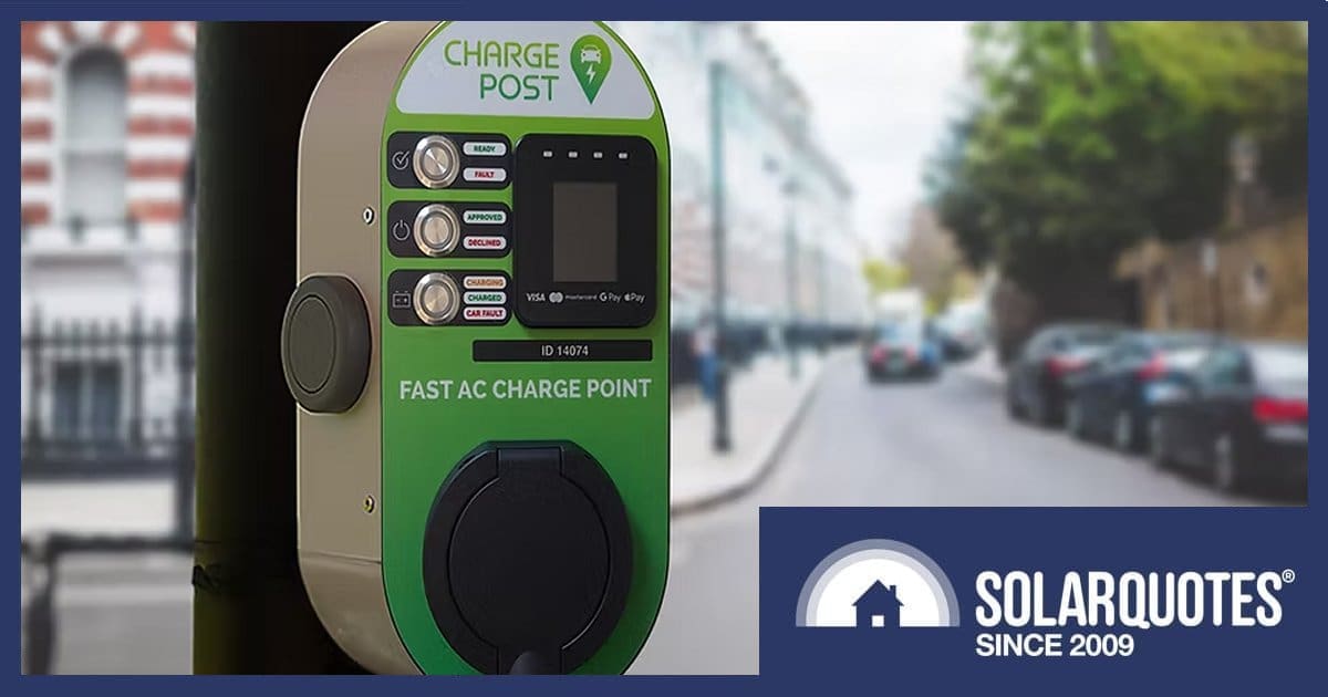 A pole mounted kerbside EV charger