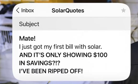 Email showing electricity bill confusion.