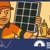 A solar installert next to someone holding mustard
