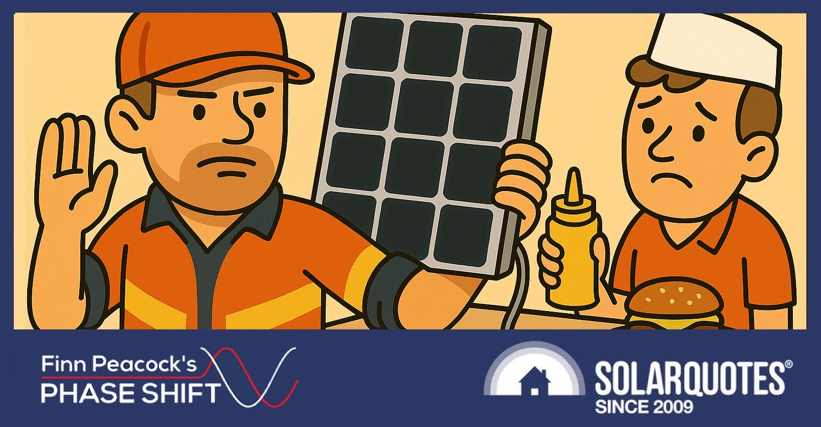 A solar installert next to someone holding mustard
