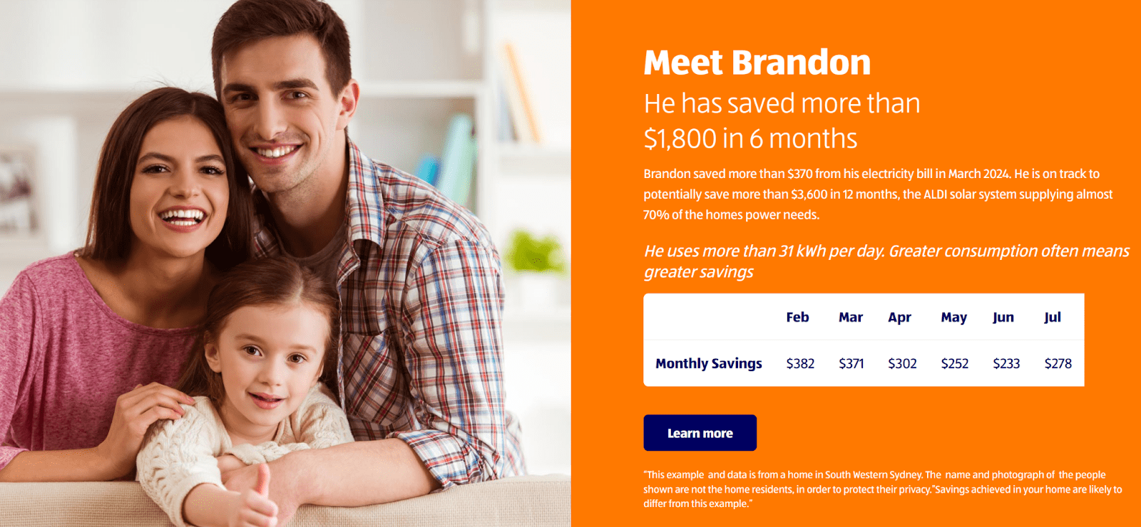 A happy family in a solar ad