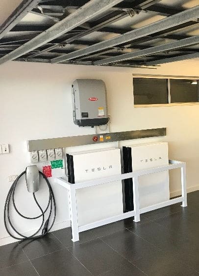 solar battery in a garage