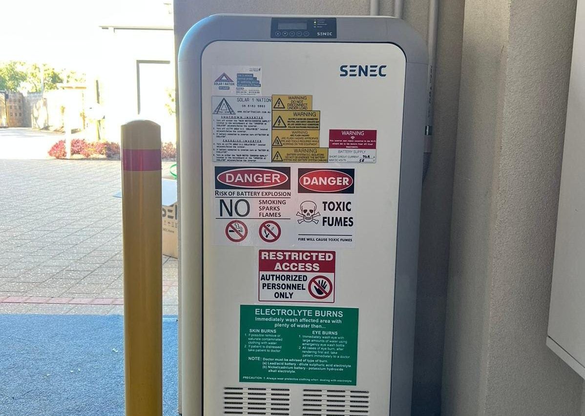 Stickers on a home battery