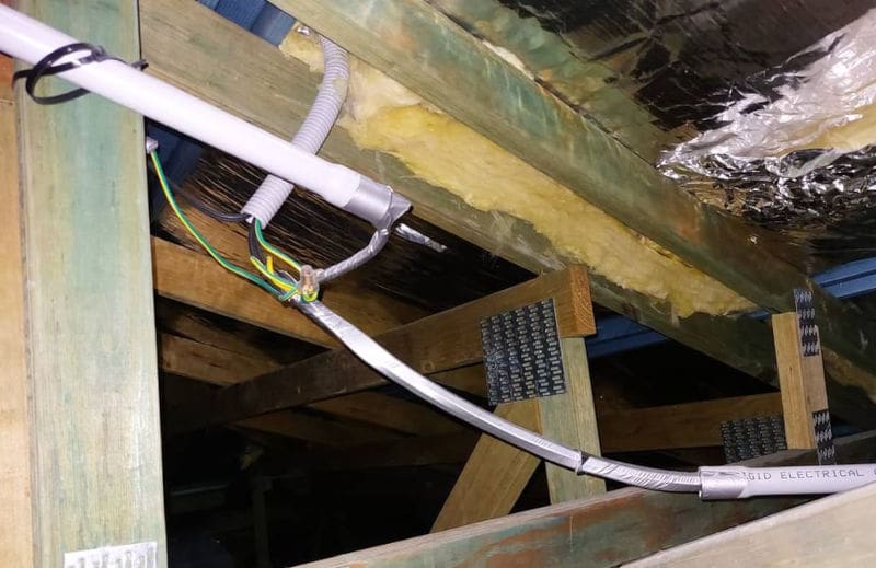 conduit in a roof space