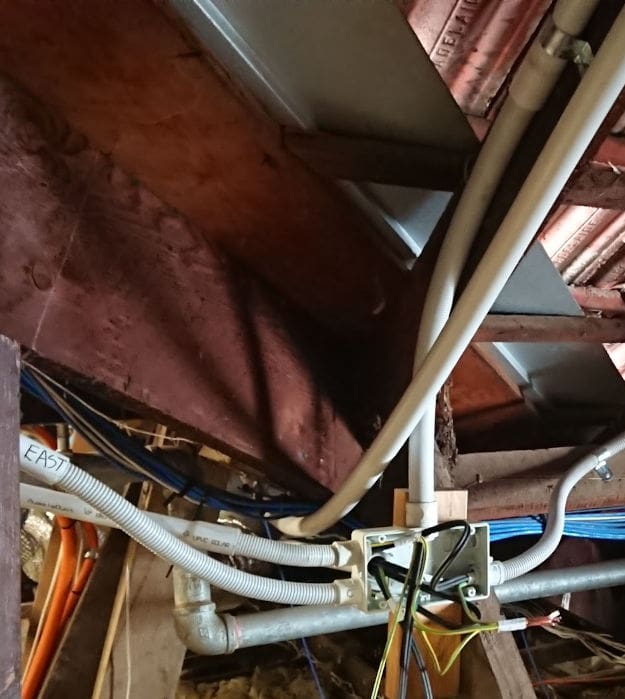 DC solar conduit in a roof