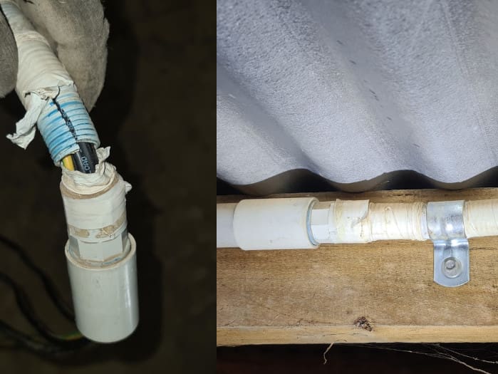 conduit in a roof space