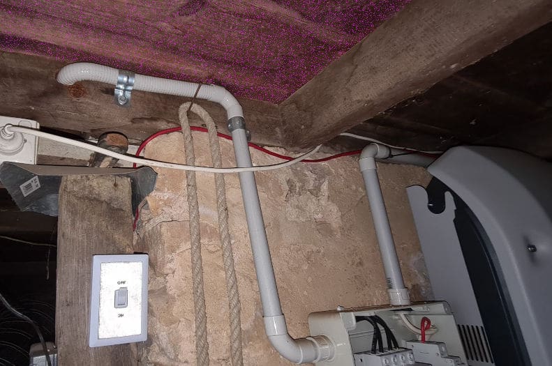 conduit in a roof space