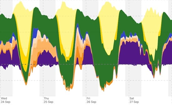 Graph showing curtailment of SA large-scale solar over several days.