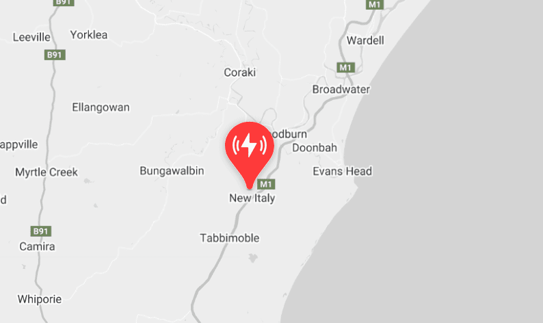 New Italy, NSW Tesla supercharger station location.