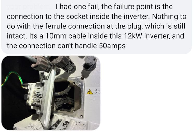 another burnt sigenergy inverter plug