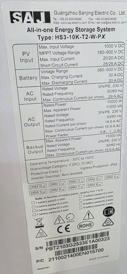 SAJ solar inverter specifications