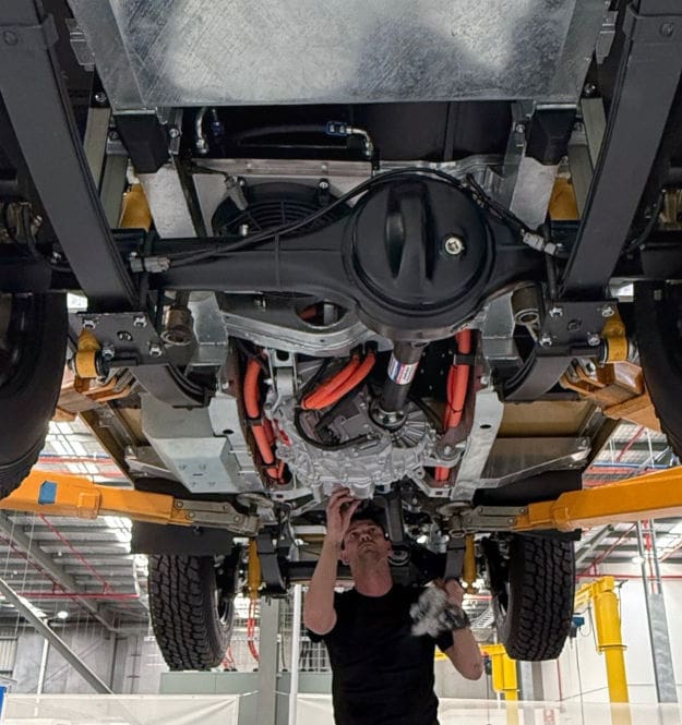 electric land rover underside
