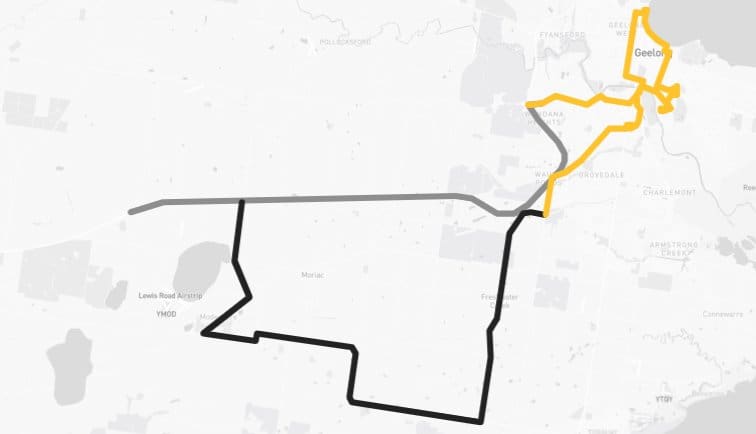 Real world vehicle range testing circuit in and around Geelong, Victoria.