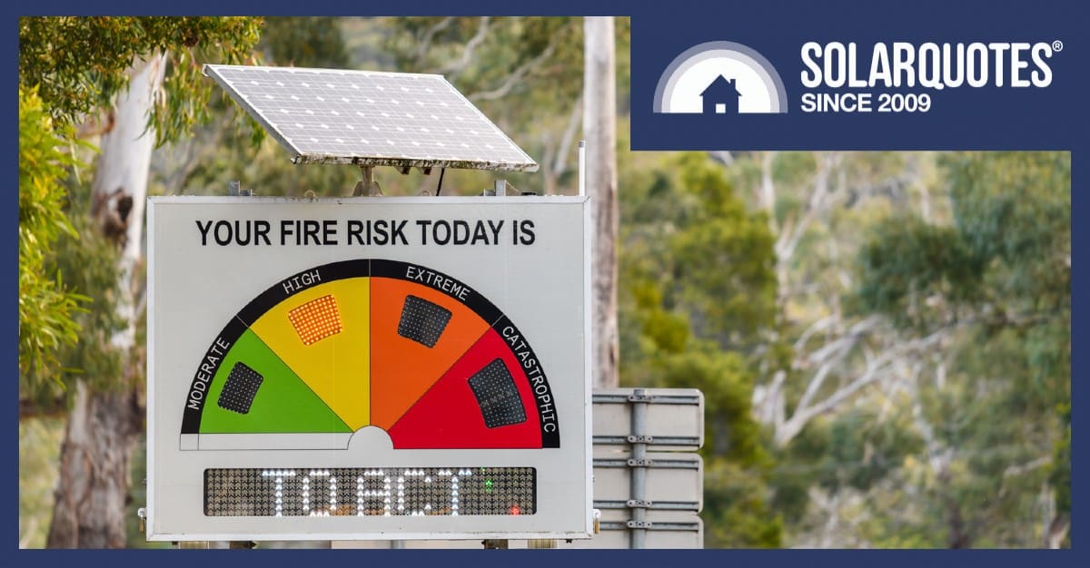 A bushfire rating sign with solar