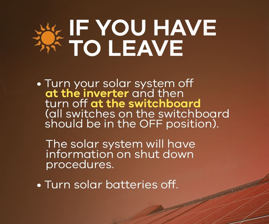 A solar panel bushfire warning