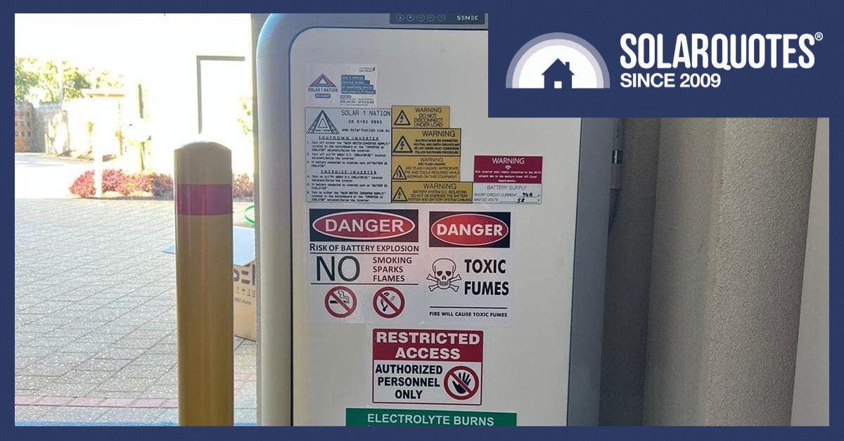 A battery filled with labels