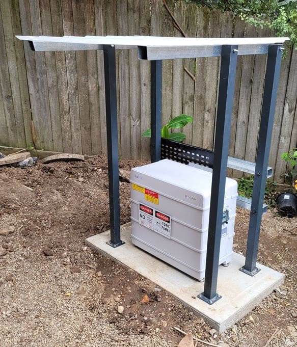 house battery installed in the garden