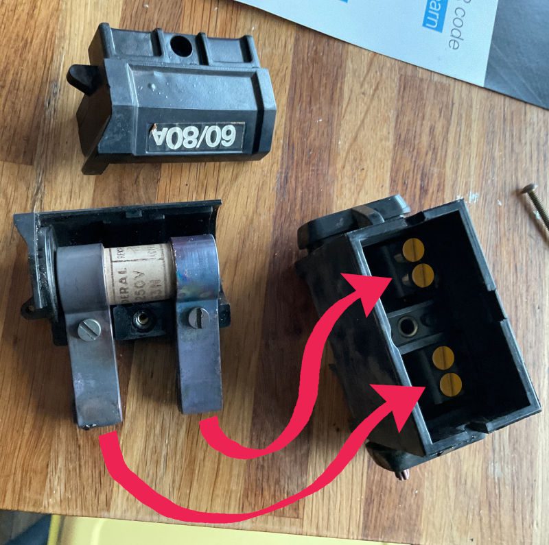 burnt out electrical service fuse