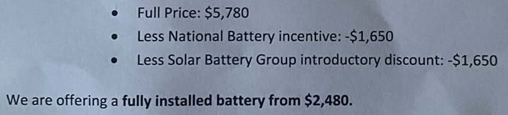 Price of one particular tiny 5kWh battery.
