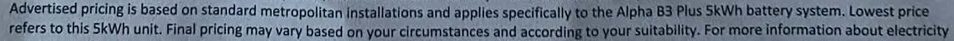 Small print saying it's a 5kWh battery.