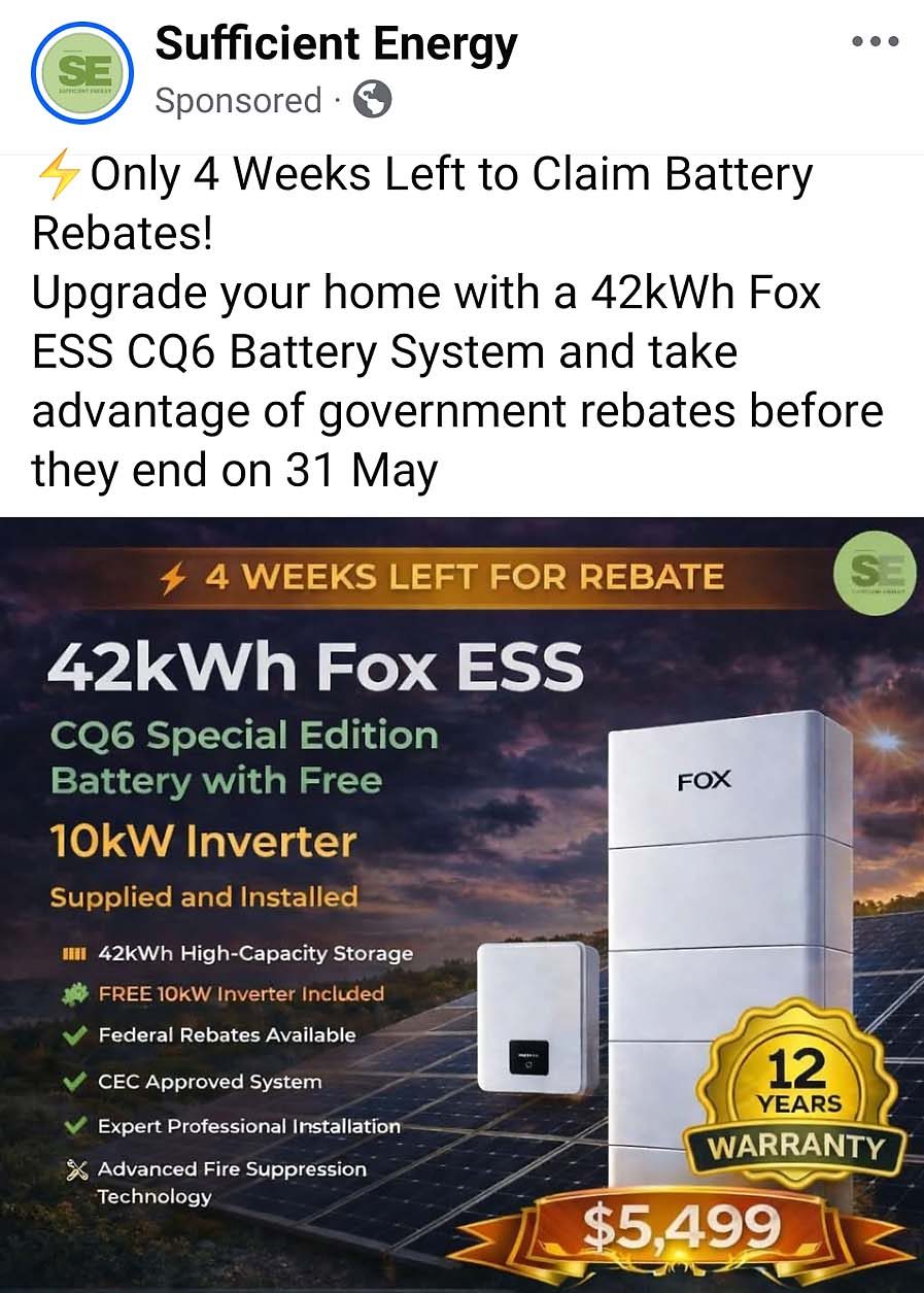 Solar FaceBook ad
