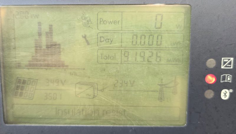 SMA solar inverter screen