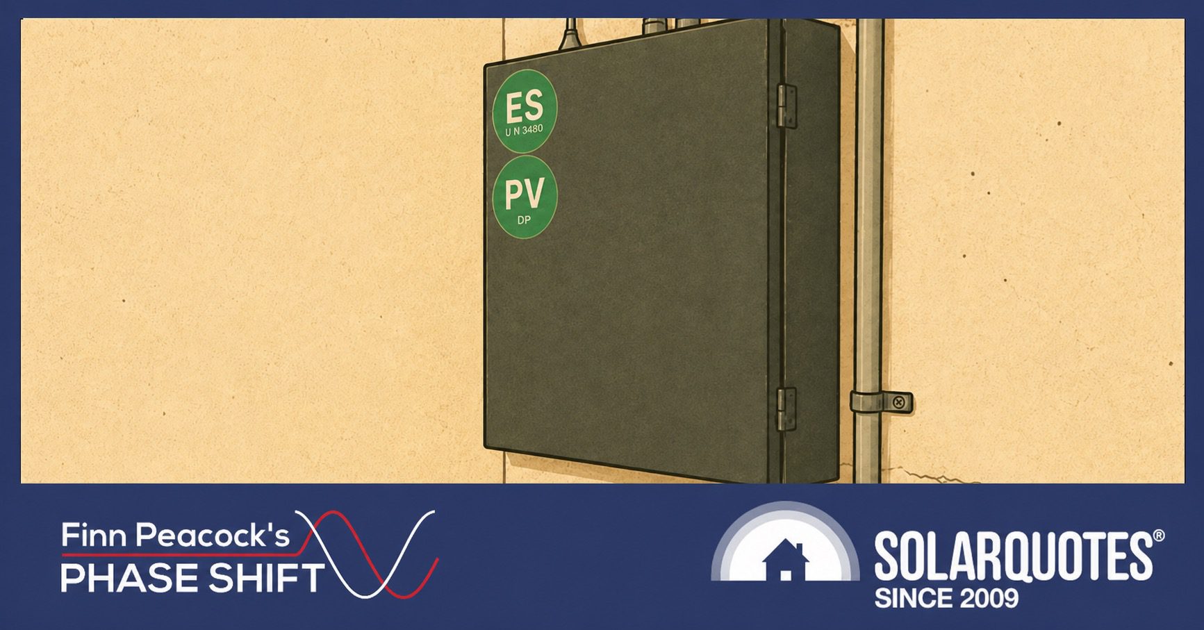 a switchboard with the green ES and PV stickers on the door