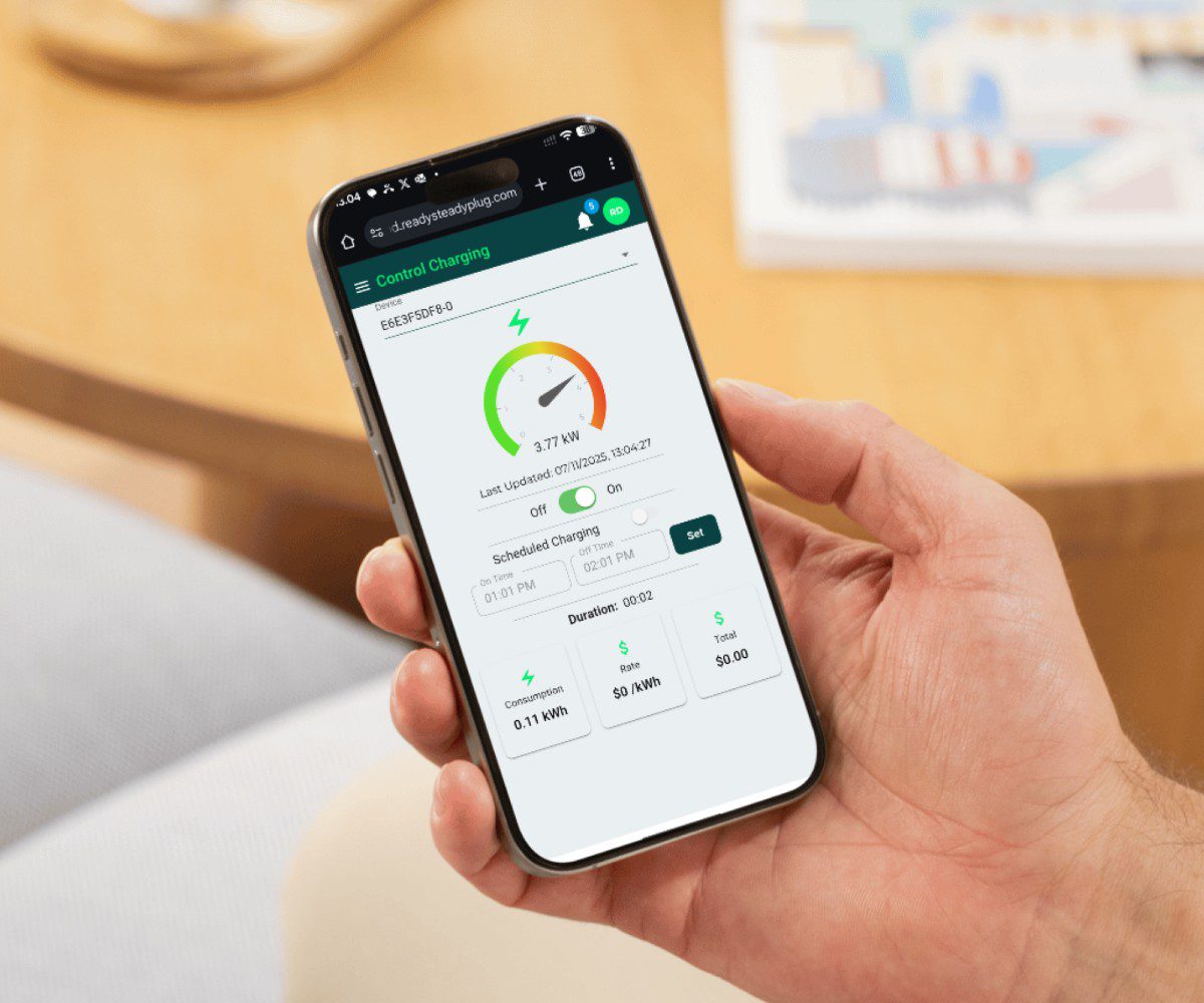 The EV charging app in action