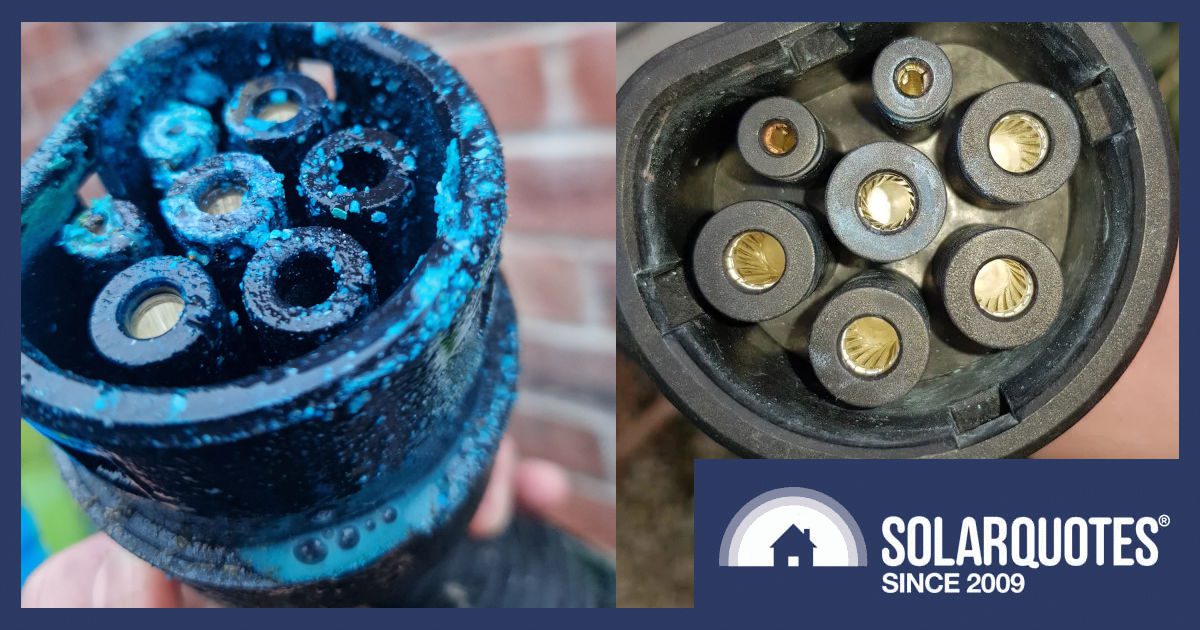 corroded EV charger plug