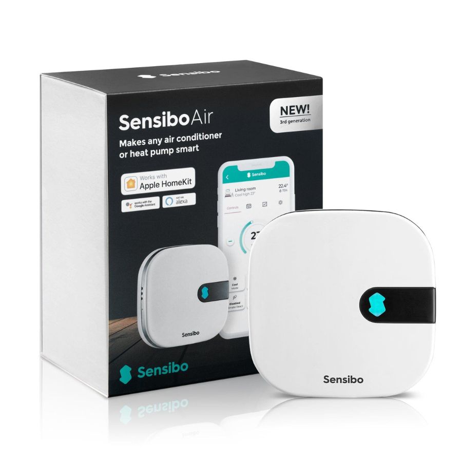 A Sensibo Air device and it's packaging.