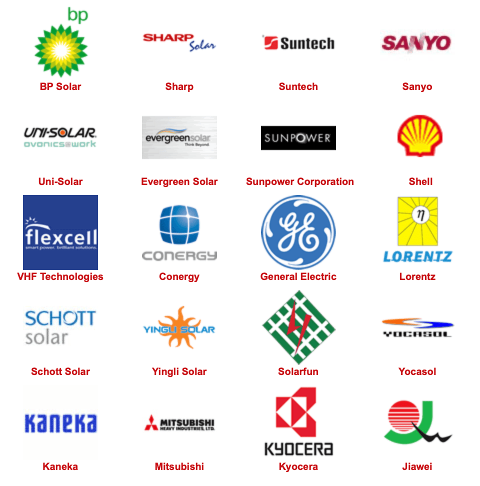 A list of old solar panel brands