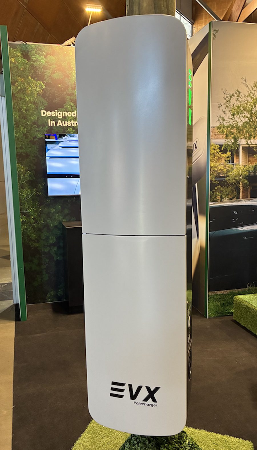 EVX pole charger on display.