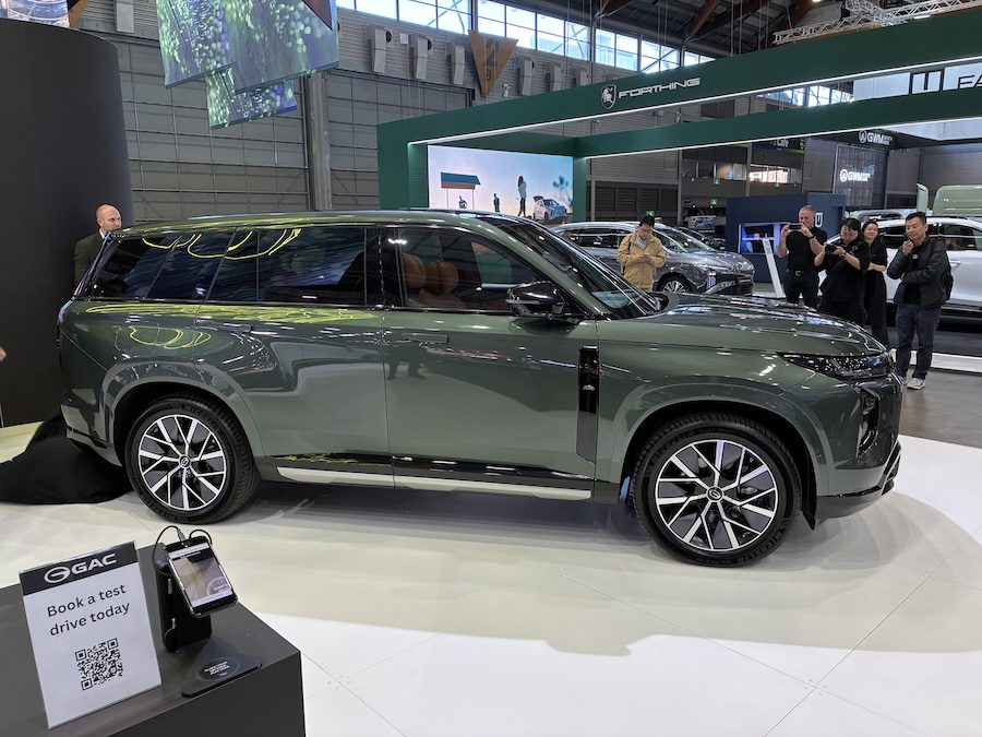 Green electric GAC SUV.