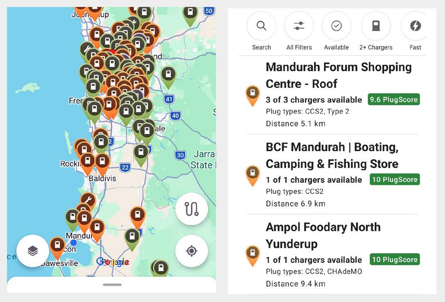 Plugshare EV app screenshots