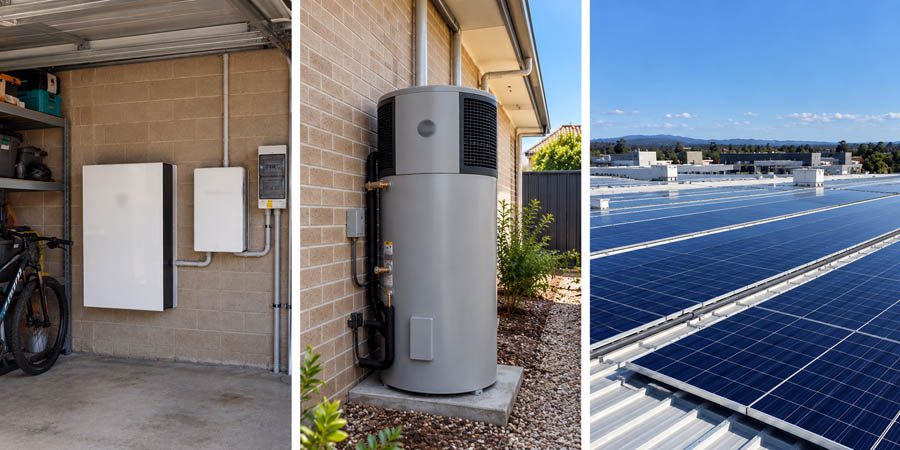 batteries, heat pumps and solar