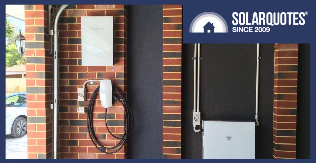 A Tesla Powerwall and Wall Connector