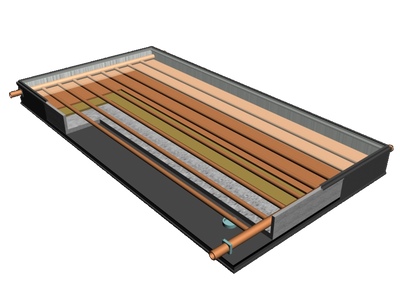 cutaway view of solar hot water