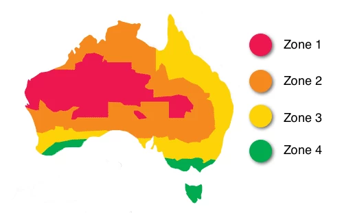 A map showing the different zones of Australia according to the Small-scale Renewable Energy Scheme.