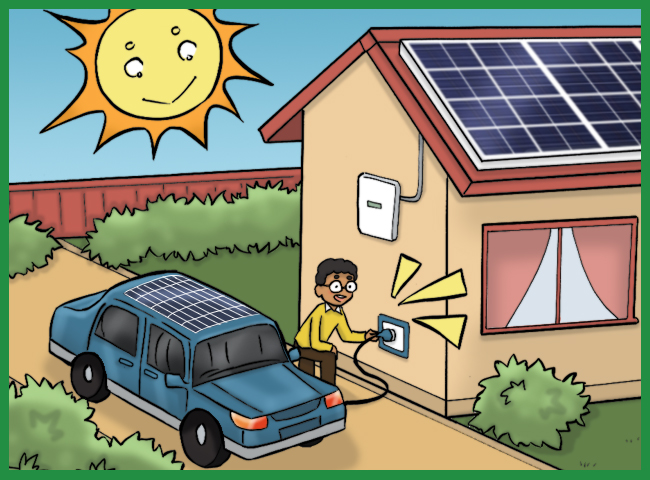 solar panels and electric car charging