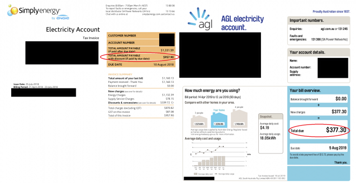 Winter 2018 bills (no solar) compared to Winter 2019 bills (with solar)