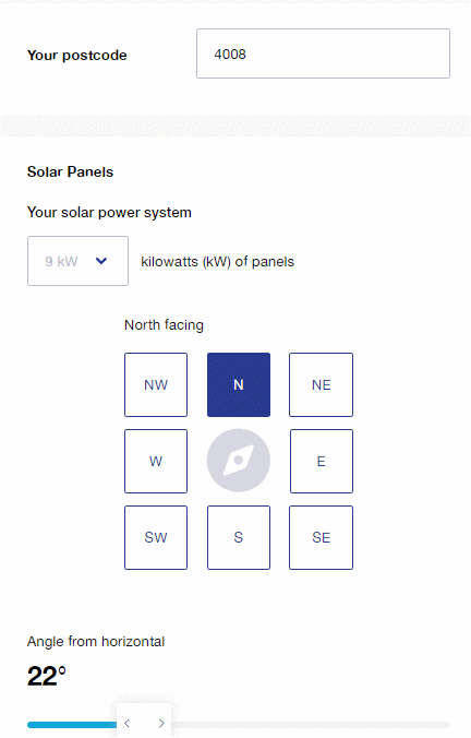 Size of solar power system and orientation