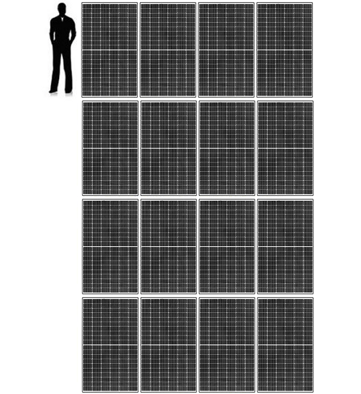 Scale drawing of a 6kW solar power system