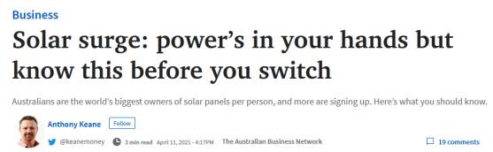 Adelaide Advertiser - making the switch to solar