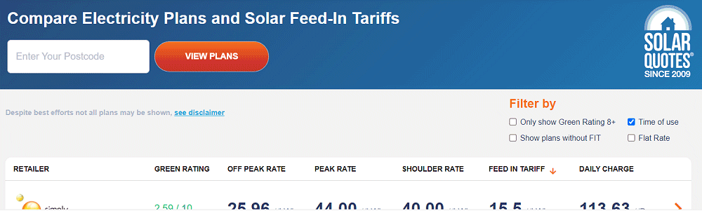 NSW feed in tariff compare tool