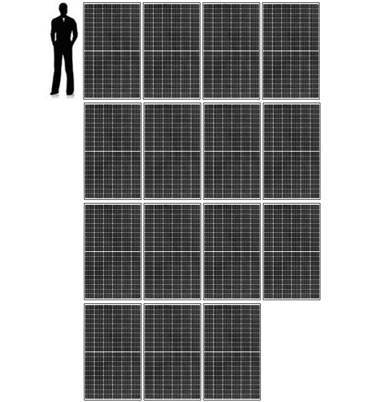 Scale drawing of a 6kW solar power system
