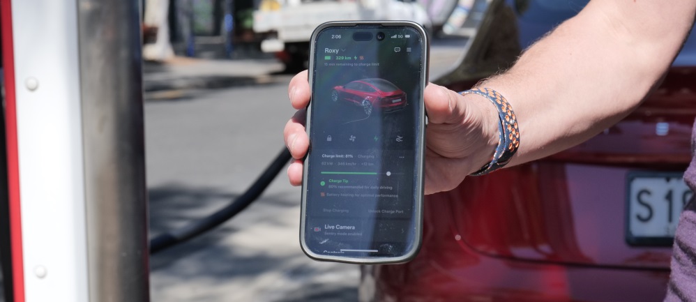 The Tesla app on a phone