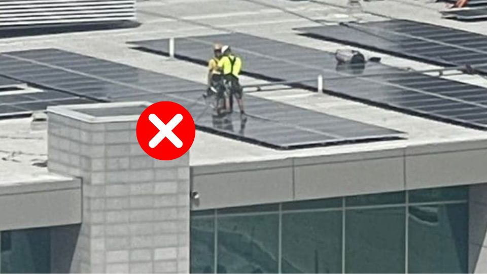 Never stand on solar panels when cleaning them as it can cause damage.
